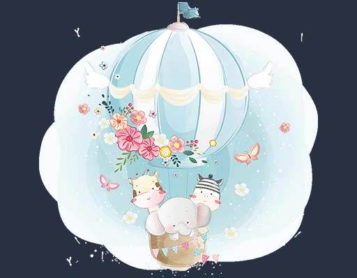 卡通小熊矢量气球小熊卡通动物矢量长颈鹿小象斑马矢量图案蝴蝶矢量热气球矢量