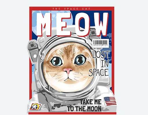 卡通猫咪矢量印花可爱猫宇航员猫矢量