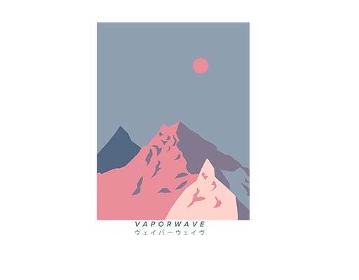 简笔画山日出日落粉色山图案卡通风景图案简约女装图案