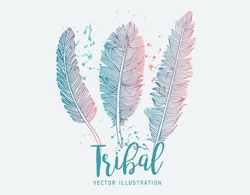 彩色羽毛矢量素材英文字母羽毛图案水彩羽毛鸡毛图案