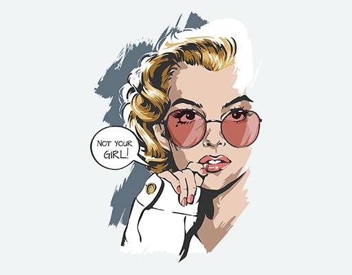 卡通女人矢量素材欧美女孩矢量戴眼镜的女孩手绘女孩