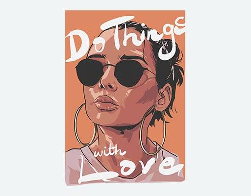 卡通女人矢量素材欧美女孩矢量戴眼镜的女孩手绘女孩方形图案