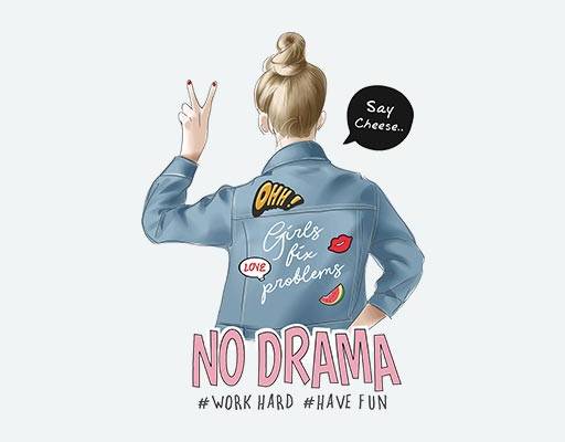 卡通女人矢量素材欧美女孩背影穿牛仔外套女孩时尚女孩