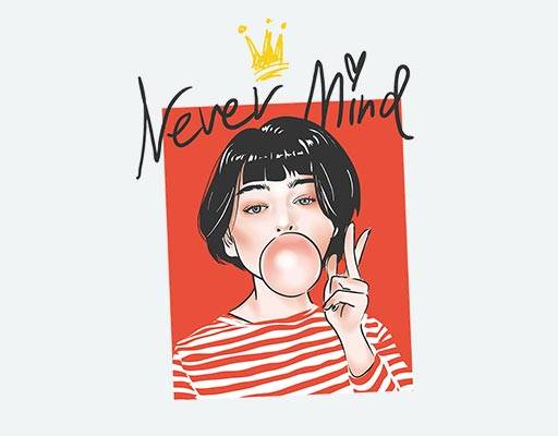 卡通女人矢量素材欧美女孩吹泡泡的女孩短发女孩欧美手绘女孩