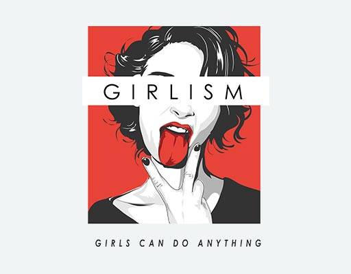 卡通女人矢量素材欧美女孩短发女孩吐舌头女孩矢量胜利标志女孩手绘