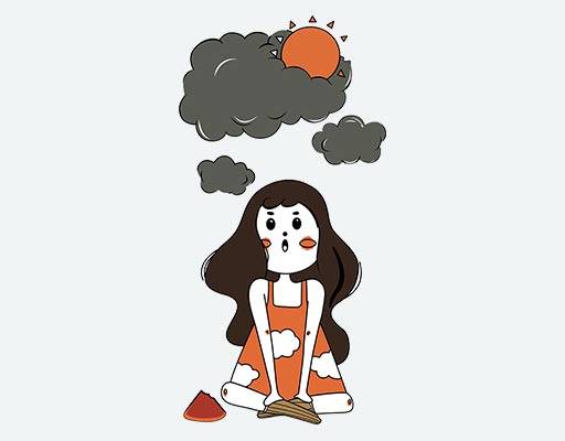 卡通小女孩矢量彩色女孩矢量坐在底上的女孩手绘女孩卡通