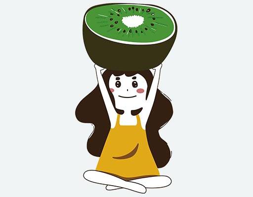 猕猴桃矢量卡通女孩素材手绘女孩卡通简笔人物图案女