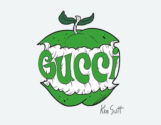 gucci苹果矢量卡通青苹果啃咬的苹果矢量古驰图案苹果