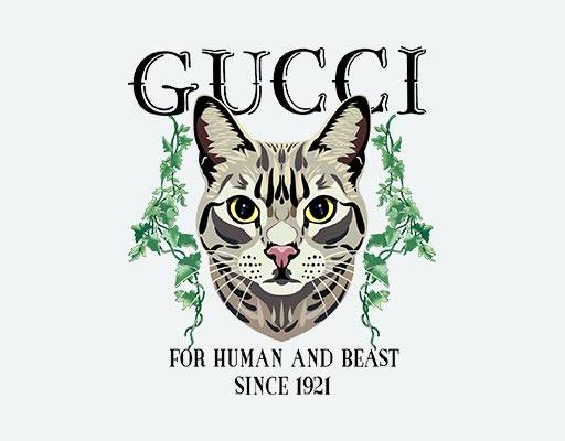 gucci古驰猫咪矢量猫头像矢量卡通猫咪手绘猫矢量树叶矢量