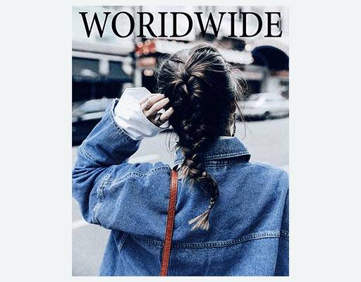 牛仔外套女孩时尚女孩背影欧美女孩长发女数码印花烫画图案