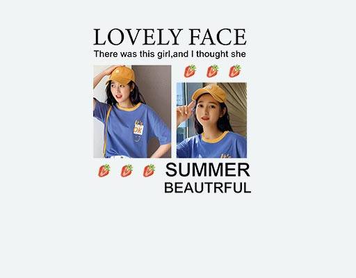 戴帽子女孩矢量英文字母图案时尚女孩头像夏季女孩照片图案