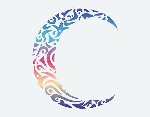 卡通手绘月亮纹身月亮花纹剪影矢量彩色月亮卡通剪影