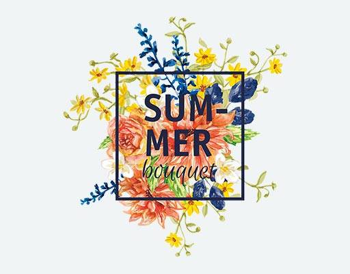 花朵矢量英文字母矢量卡通花卉矢量方形summer夏季图案