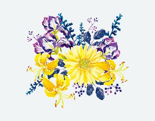 花卉矢量图案鲜花矢量水彩花朵矢量黄色花朵矢量