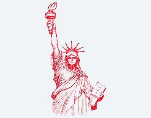 手绘自由女神雕塑图案卡通人物矢量美国雕塑图案欧美人物矢量