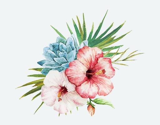 喇叭花矢量牵牛花矢量水彩花朵矢量树叶矢量鲜花图案