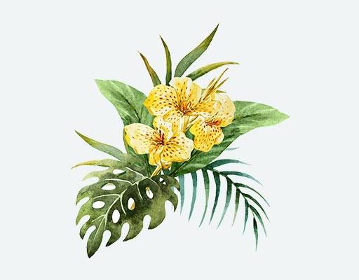 喇叭花朵矢量牵牛花矢量黄色鲜花树叶矢量植物矢量