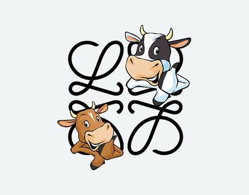 LOEWE罗意威牛线条矢量卡通动物矢量两只牛矢量图案手绘牛图