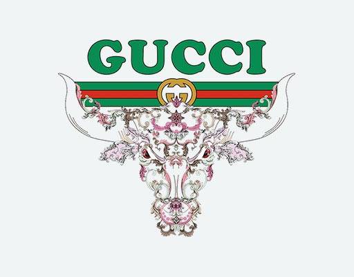 gucci牛头矢量卡通牛头英文字母矢量古驰牛年图案手绘牛头花色牛头