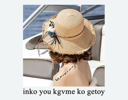 戴帽子的女孩矢量英文字母矢量女孩头像矢量草帽女孩图案烫画图案