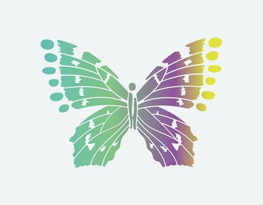 彩色蝴蝶矢量炫彩蝴蝶渐变图案蝴蝶剪影图案刻字膜图案