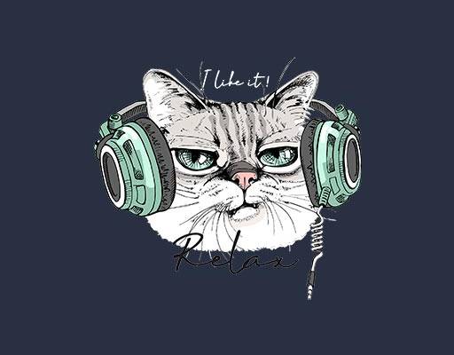 卡通猫咪矢量头像带耳机的猫矢量音乐猫咪矢量头像可爱卡通猫