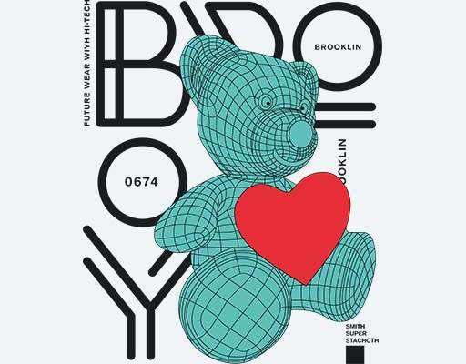 卡通小象矢量3D立体小熊矢量爱心矢量可爱卡通小熊英文字母矢量