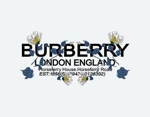 巴宝莉英文字母矢量手绘花朵矢量burberry巴宝莉英文字母花朵