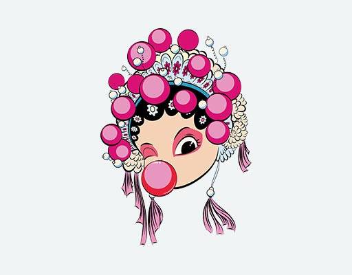 卡通女孩头像矢量京剧女孩矢量吹泡泡糖女孩矢量卡通女孩