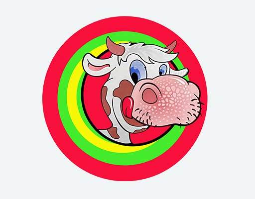 卡通奶牛图案手绘卡通动物圆形图案手绘牛头像