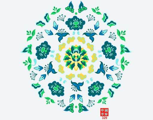 中国李宁花朵图案花瓣圆形花朵图案印章