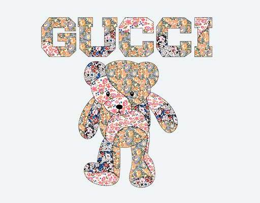 卡通小熊gucci英文字母碎花小熊图案卡通小熊古驰小熊图案