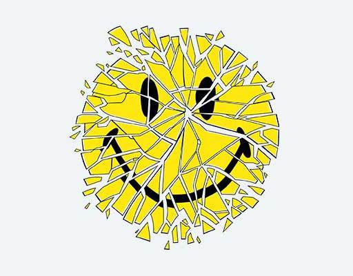 破碎笑脸微笑表情镜子破碎图案表情图案圆形撕裂图案破裂圆形