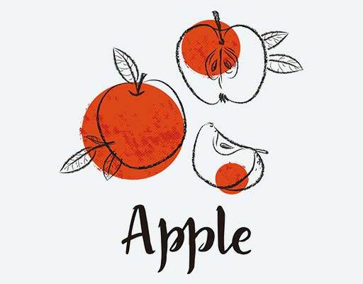 卡通水果矢量手绘苹果矢量苹果线条矢量