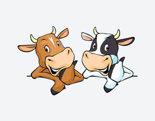 卡通牛矢量手绘牛奶牛矢量两只牛矢量竖拇指的牛卡通