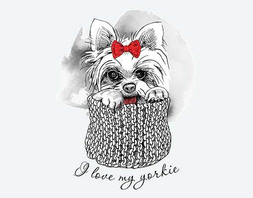 卡通小狗矢量手绘卡通动物蝴蝶结小狗可爱小狗口袋小狗