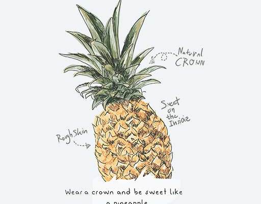 手绘菠萝矢量卡通水果矢量手写英文字母矢量卡通水果线条