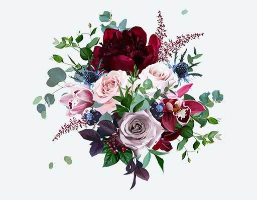 鲜花花卉矢量彩色花朵矢量植物矢量手绘鲜花玫瑰矢量玫瑰花朵