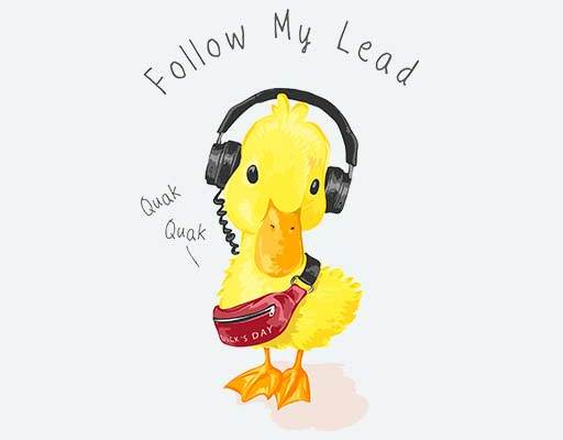 卡通鸭子矢量听音乐的鸭子小黄鸭矢量带耳机的鸭子矢量卡通鸭子动物矢量