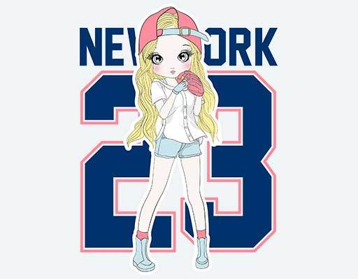 卡通女孩矢量可爱卡通人物矢量23英文字母矢量戴帽子的女孩矢量手绘女孩