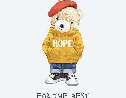 可爱小熊矢量棕色小熊矢量素材戴帽子的小熊矢量熊公仔印花