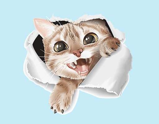 卡通猫咪矢量小猫矢量撕裂的猫咪可爱小猫矢量卡通动物矢量高清