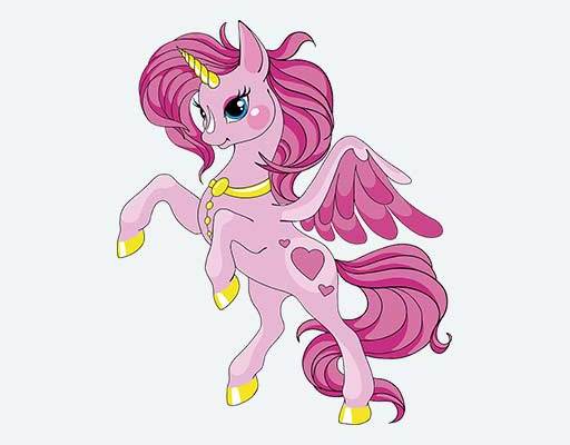 粉色独角兽矢量飞马矢量可爱动物矢量玫红图案爱心马