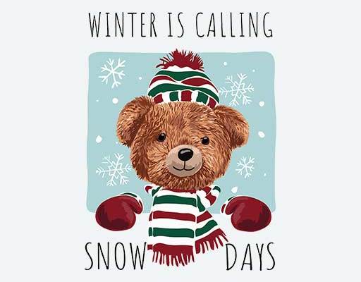 冬季小熊矢量戴帽子的小熊棕色熊英文字母矢量方形矢量素材围巾熊