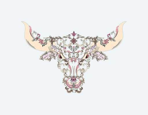 牛矢量素材卡通牛线条矢量花朵牛头矢量牛年图案矢量素材