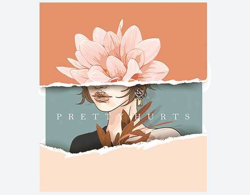 撕裂人物矢量女孩矢量素材花朵矢量女人头像矢量照片