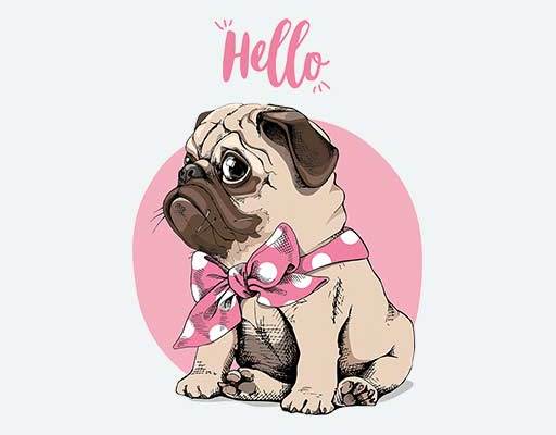 哈巴狗矢量英文字母素材卡通动物矢量可爱小狗矢量素材