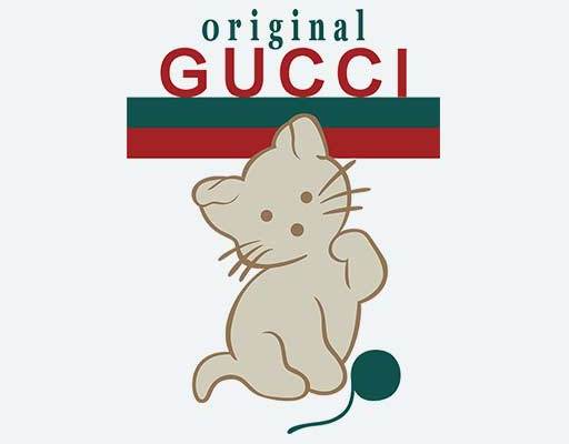 gucci小猫矢量英文字母矢量小猫剪影卡通玩毛线的小猫古驰猫矢量