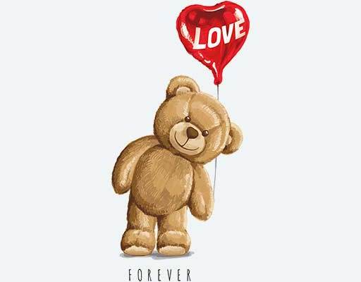 拿气球的小熊矢量棕色小熊爱心气球矢量红色气球小熊小熊公仔