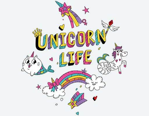 飞马矢量独角兽英文字母矢量素材卡通动物图案彩色线条动物